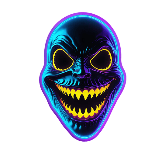 Neon Skull Sticker - Vibrant UV DTF - Heat Press Transfer