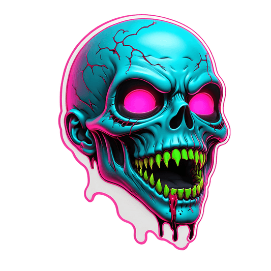 Neon Skull Sticker - Vibrant UV DTF - Heat Press Transfer