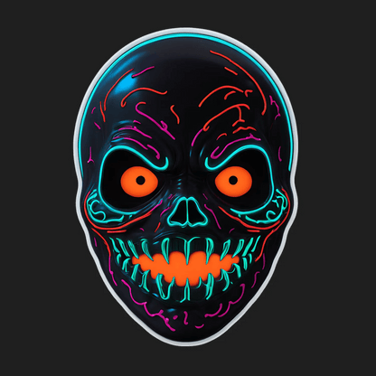 Neon Skull Sticker - Vibrant UV Design - Heat Press Transfer