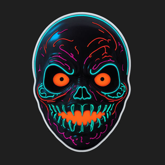 Neon Skull Sticker - Vibrant UV Design - Heat Press Transfer