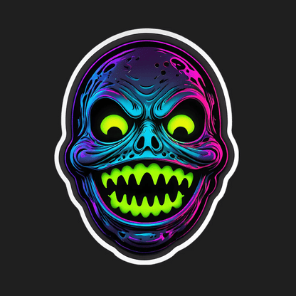 Neon Skull Sticker - Vibrant UV Design - Heat Press Transfer
