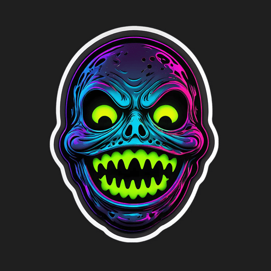 Neon Skull Sticker - Vibrant UV Design - Heat Press Transfer