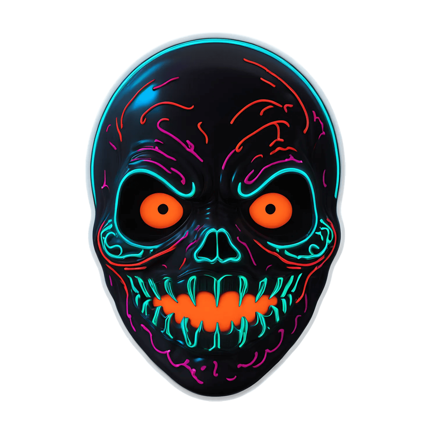 Neon Skull Sticker - Vibrant UV Design - Heat Press Transfer