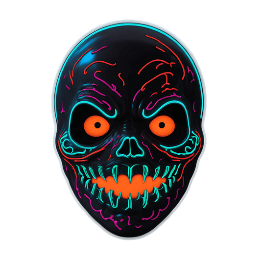 Neon Skull Sticker - Vibrant UV Design - Heat Press Transfer