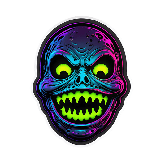 Neon Skull Sticker - Vibrant UV Design - Heat Press Transfer