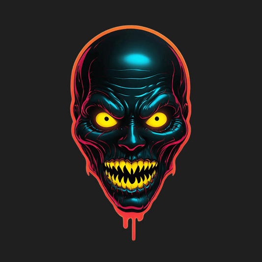Neon Skull Sticker - Vibrant UV Reactive Design - Heat Press Transfer