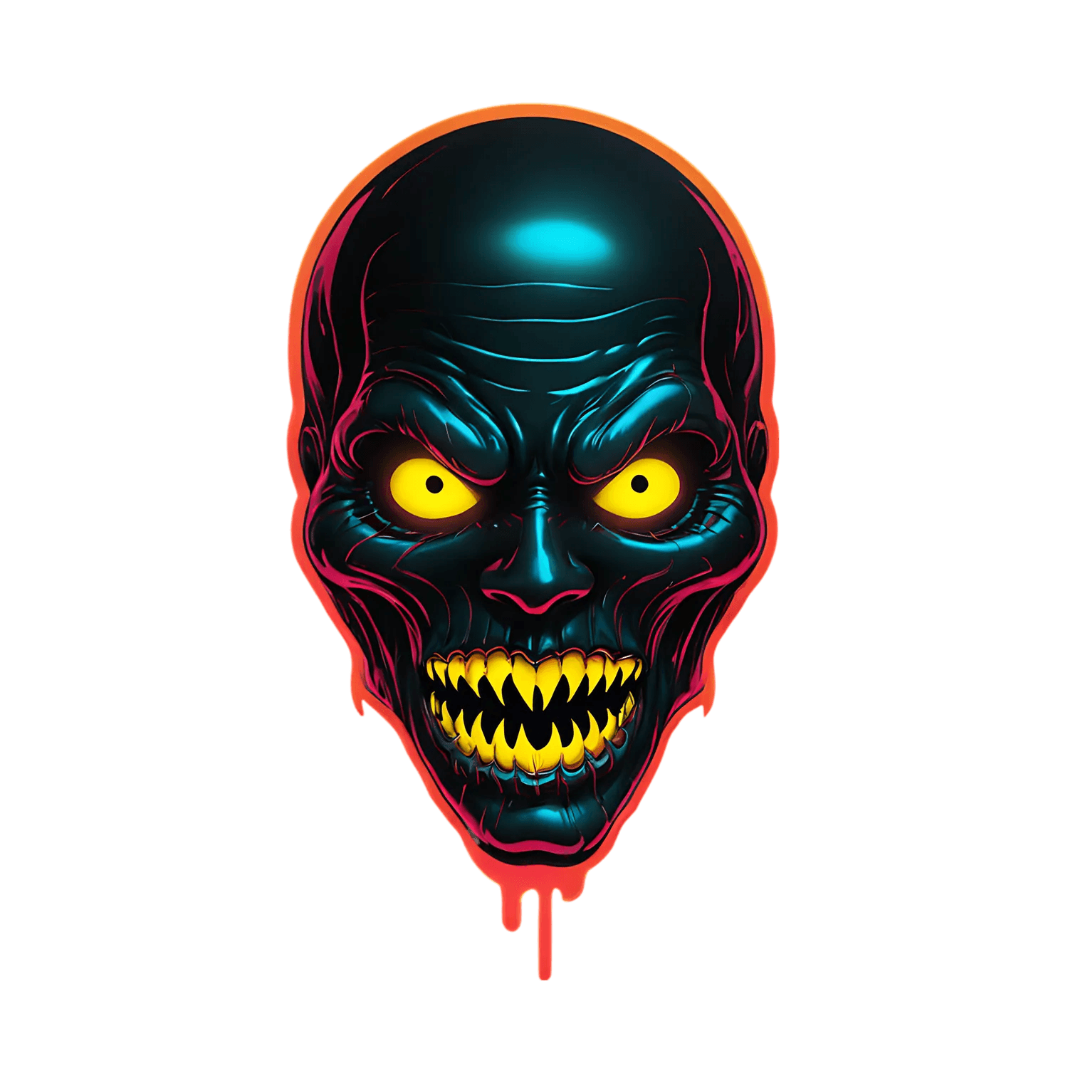 Neon Skull Sticker - Vibrant UV Reactive Design - Heat Press Transfer