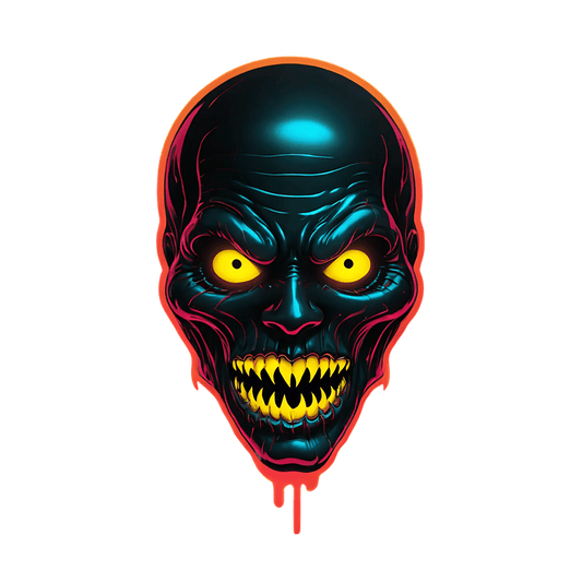 Neon Skull Sticker - Vibrant UV Reactive Design - Heat Press Transfer