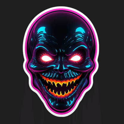 Neon Skull UV Sticker - Vibrant Adhesive Design - Heat Press Transfer