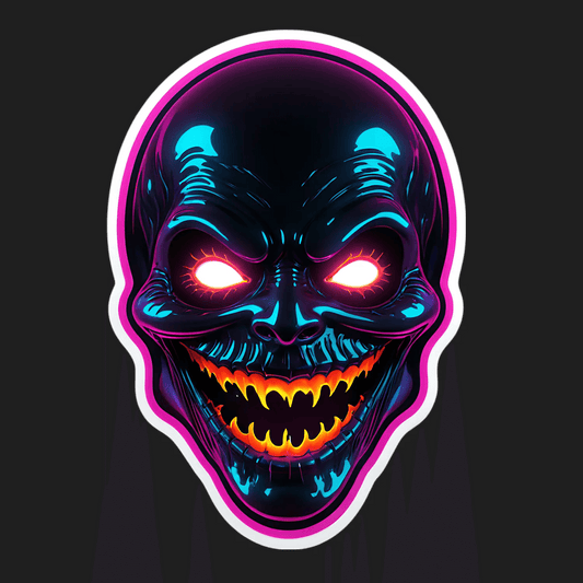 Neon Skull UV Sticker - Vibrant Adhesive Design - Heat Press Transfer