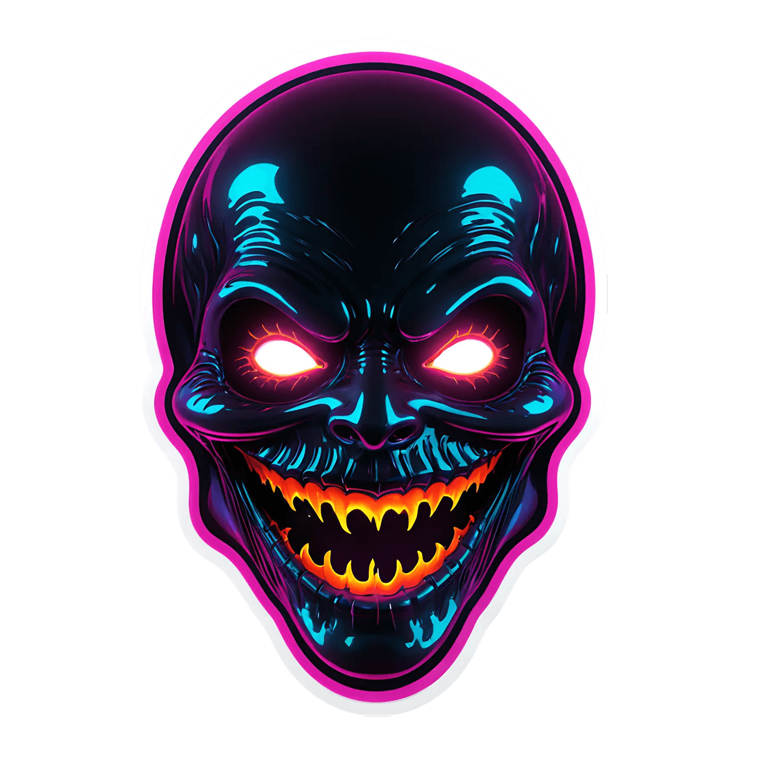 Neon Skull UV Sticker - Vibrant Adhesive Design - Heat Press Transfer
