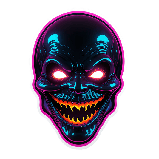 Neon Skull UV Sticker - Vibrant Adhesive Design - Heat Press Transfer