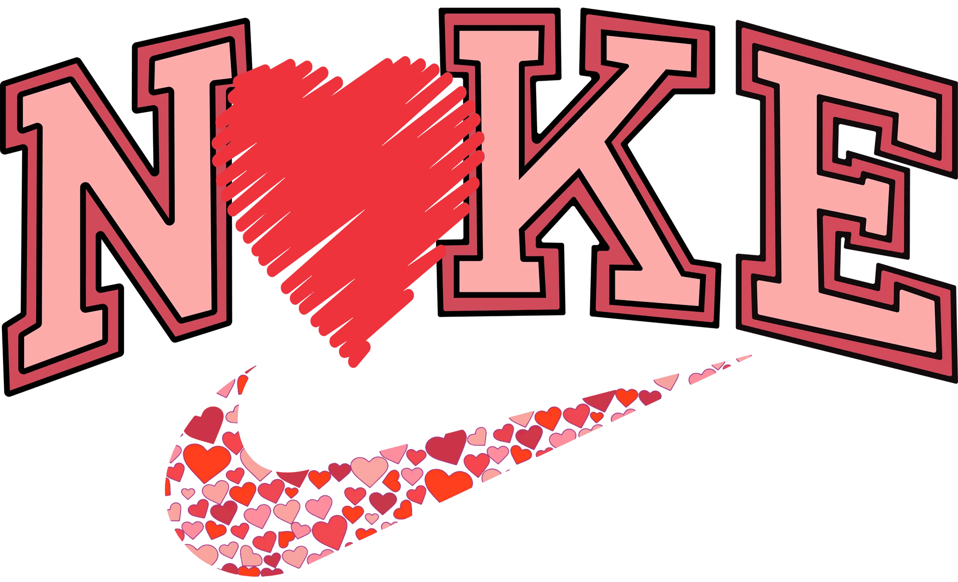Nike Love Valentine's Day Design - DTF Ready To Press - Heat Press Transfer