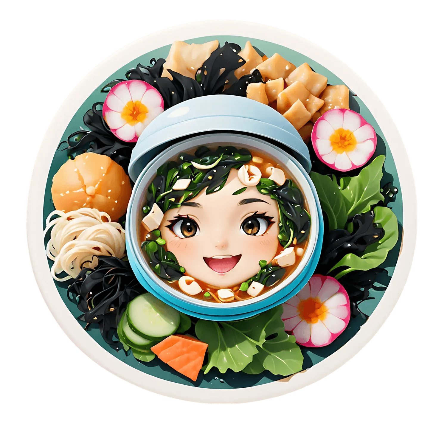 Noodle Soup Girl - Sticker - Heat Press Transfer
