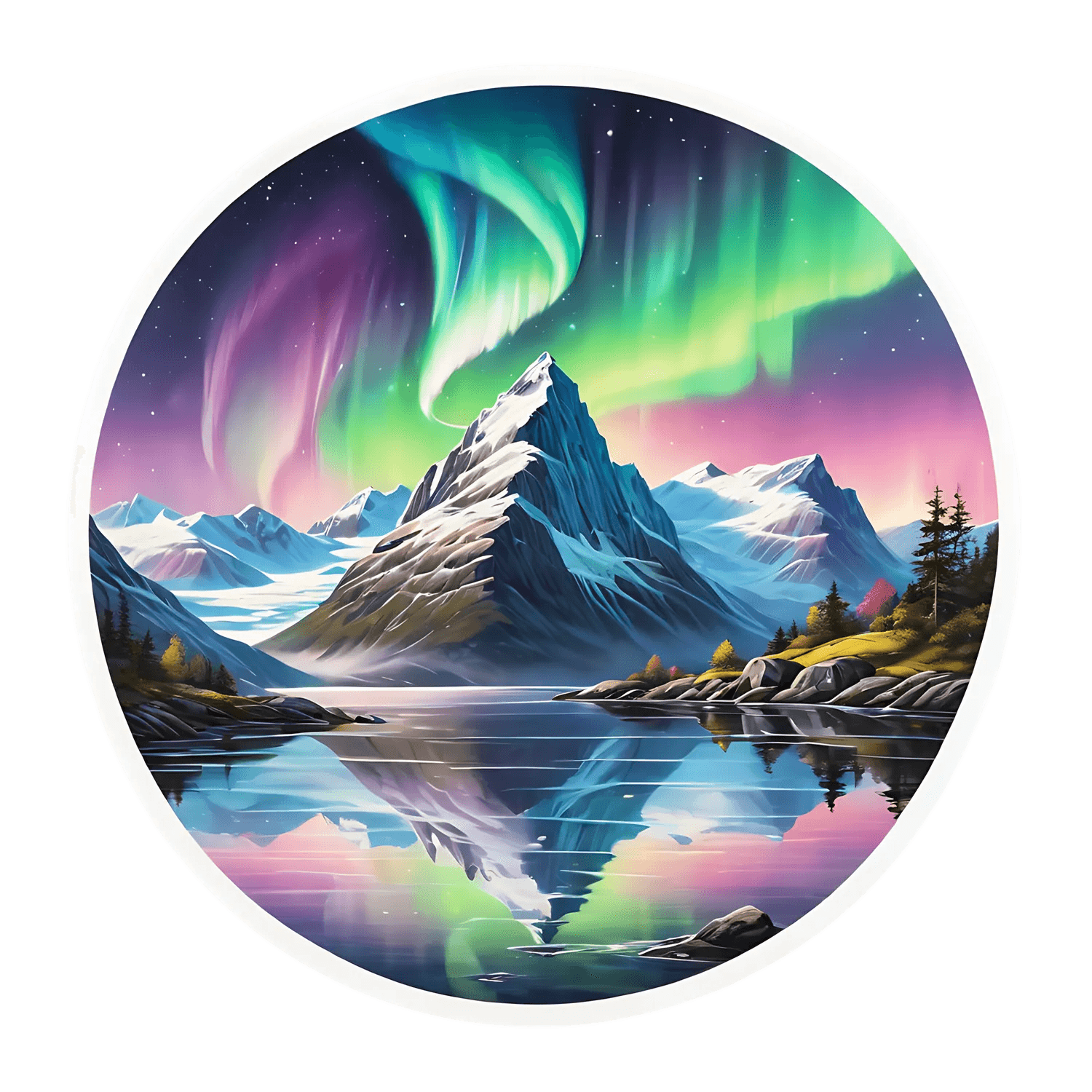 Northern Lights Sticker - Aurora Mountain Magic - Heat Press Transfer
