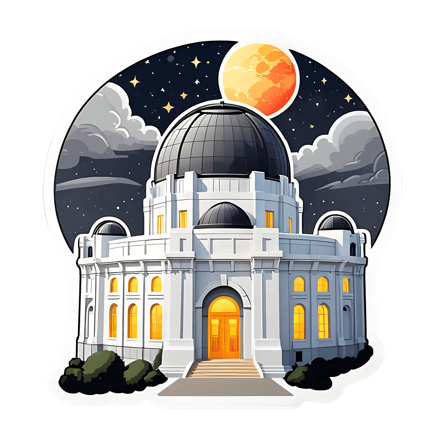 Observatory Night Sky - Moon Sticker - Heat Press Transfer
