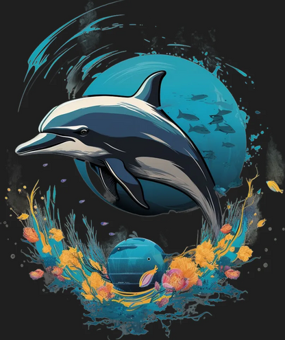 Ocean Dolphin Splash - DTF Ready to Press - Heat Press Transfer