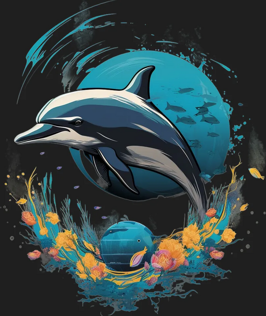 Ocean Dolphin Splash - DTF Ready to Press - Heat Press Transfer
