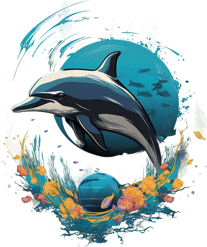 Ocean Dolphin Splash - DTF Ready to Press - Heat Press Transfer