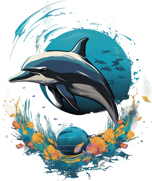 Ocean Dolphin Splash - DTF Ready to Press - Heat Press Transfer