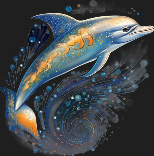 Ocean Dolphin Swirl - DTF Ready to Press - Heat Press Transfer