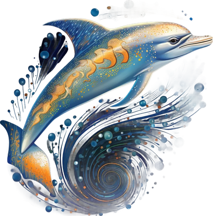 Ocean Dolphin Swirl - DTF Ready to Press - Heat Press Transfer