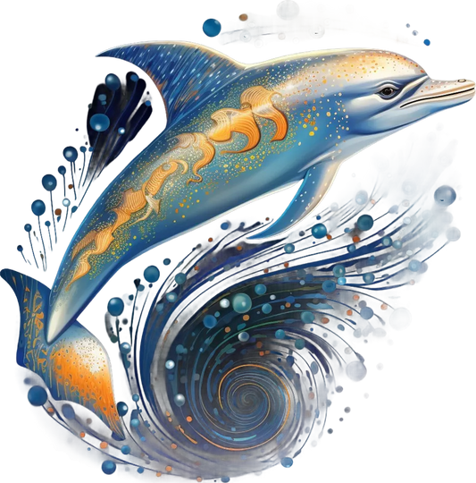 Ocean Dolphin Swirl - DTF Ready to Press - Heat Press Transfer