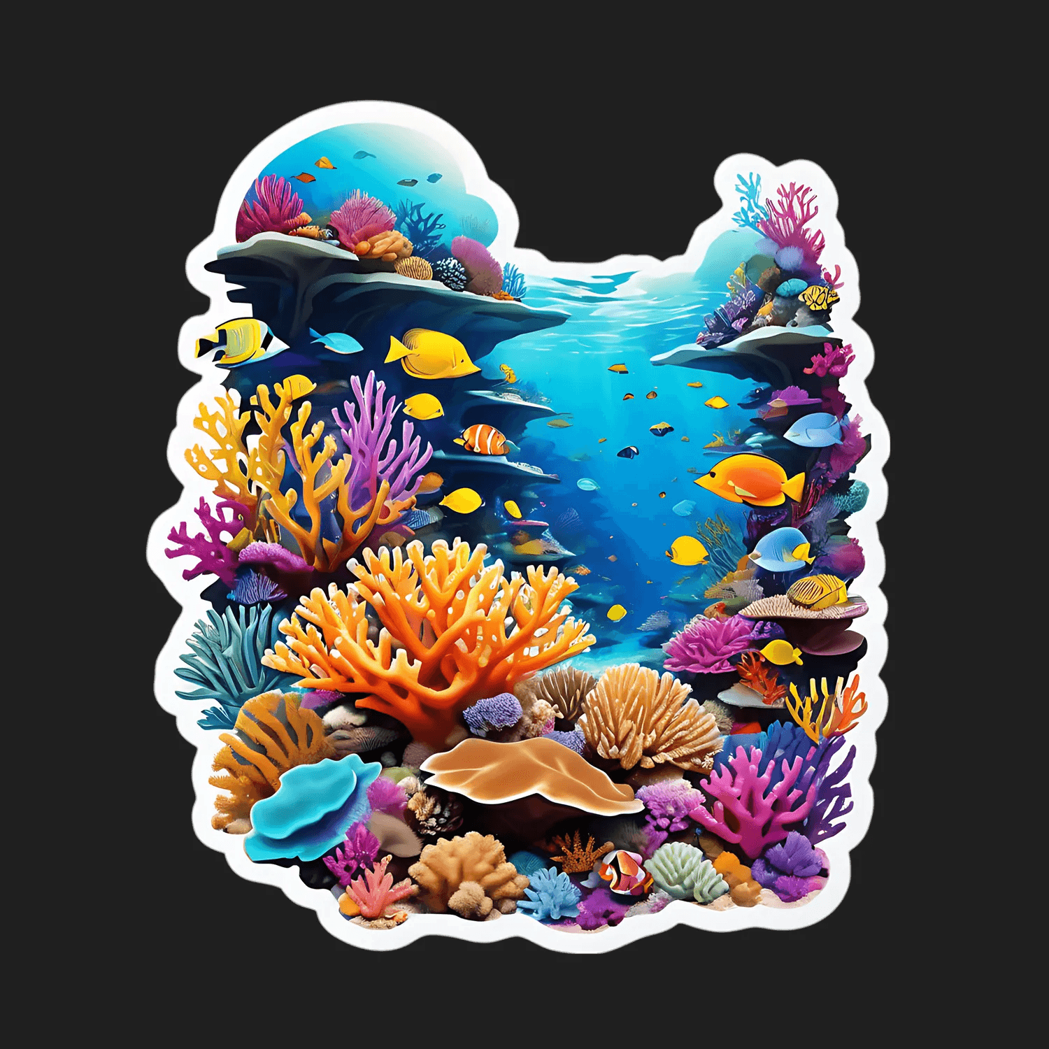 Ocean Reef Aquarium - Vibrant Coral Sticker - Heat Press Transfer