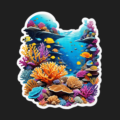 Ocean Reef Aquarium - Vibrant Coral Sticker - Heat Press Transfer