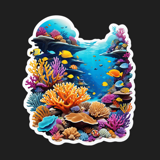 Ocean Reef Aquarium - Vibrant Coral Sticker - Heat Press Transfer