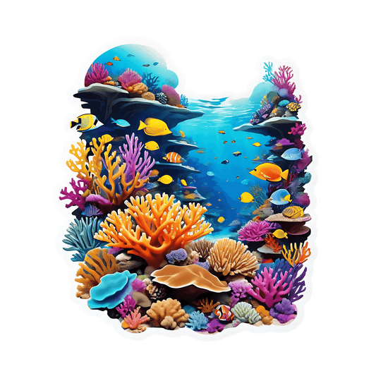 Ocean Reef Aquarium - Vibrant Coral Sticker - Heat Press Transfer