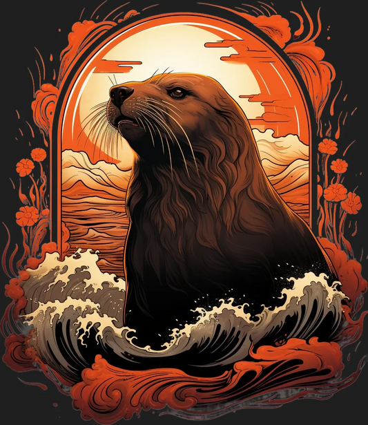 Ocean Seal Sunset - DTF Ready to Press - Heat Press Transfer