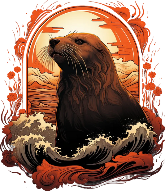 Ocean Seal Sunset - DTF Ready to Press - Heat Press Transfer
