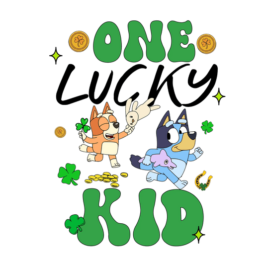One Lucky Kid Bluey Patrick's Day - DTF Ready To Press - Heat Press Transfer