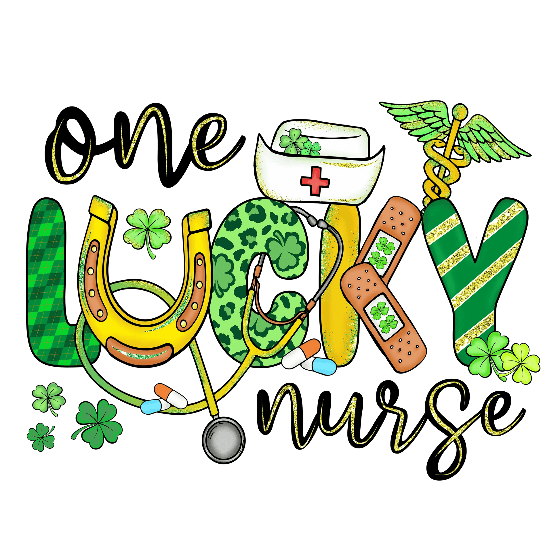 One Lucky Nurse Saint Patrick's Day Design - DTF Ready To Press - Heat Press Transfer