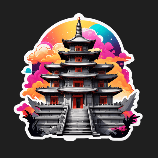 Pagoda Sunset - UV DTF Sticker - Heat Press Transfer