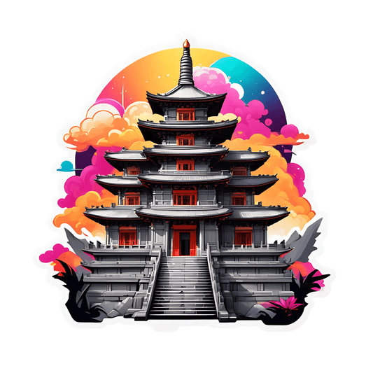 Pagoda Sunset - UV DTF Sticker - Heat Press Transfer