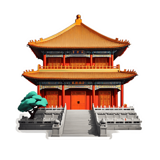 Pagoda Temple View - Sticker - Heat Press Transfer