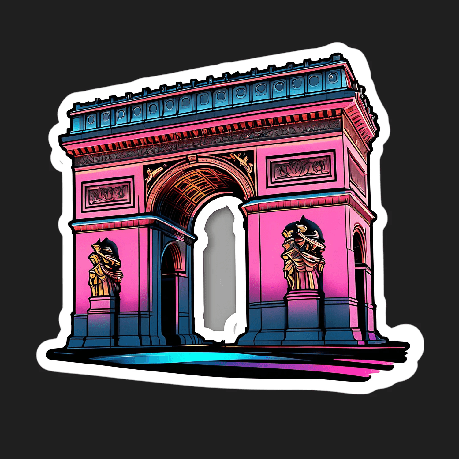 Paris Landmark Sticker - Colorful Arch - Heat Press Transfer