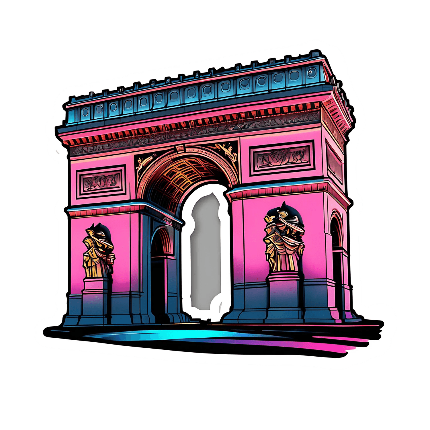 Paris Landmark Sticker - Colorful Arch - Heat Press Transfer
