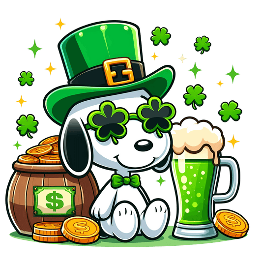 Patrick Day Snoopy The Peanuts Beagle Design - DTF Ready To Press - Heat Press Transfer