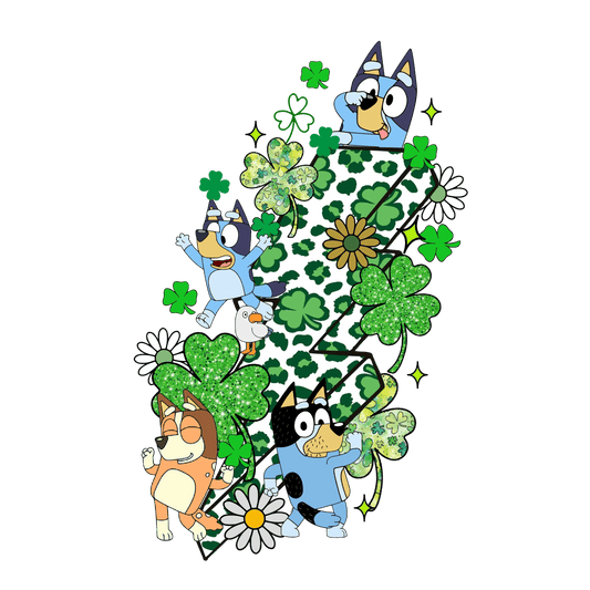 Patrick's Day Bluey Lightning - DTF Ready To Press - Heat Press Transfer