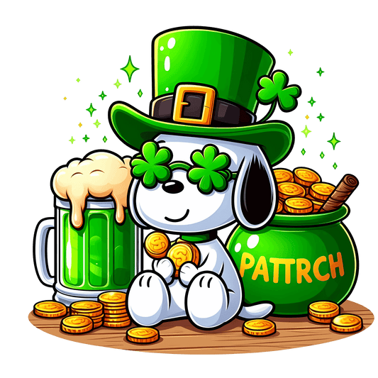 Patricks Day Snoopy Bear Design - DTF Ready To Press - Heat Press Transfer