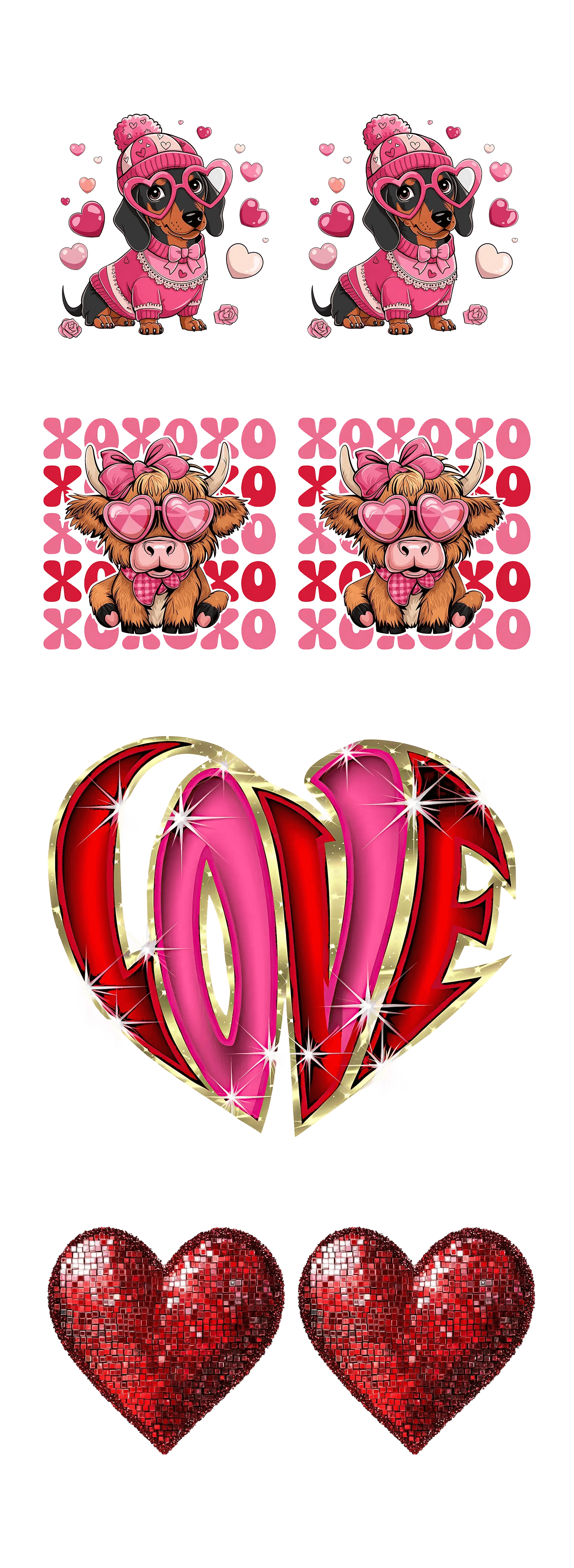 Paws & Hearts: Valentine’s Day DTF Gang Sheet 22"x60" Premade DTF Gang Sheet - Heat Press Transfer