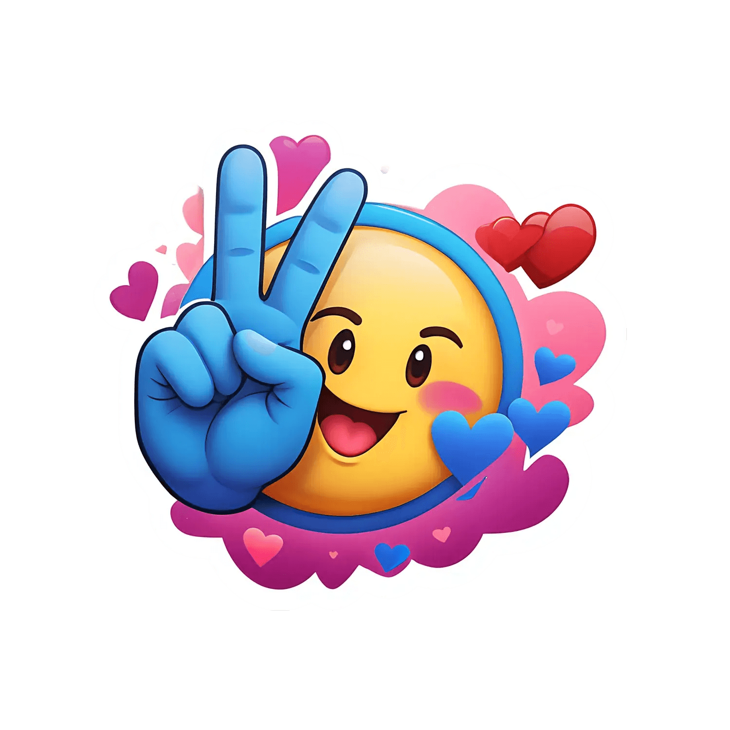 Peace Emoji Sticker - Vibrant Love & Hearts - Heat Press Transfer