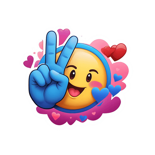 Peace Emoji Sticker - Vibrant Love & Hearts - Heat Press Transfer