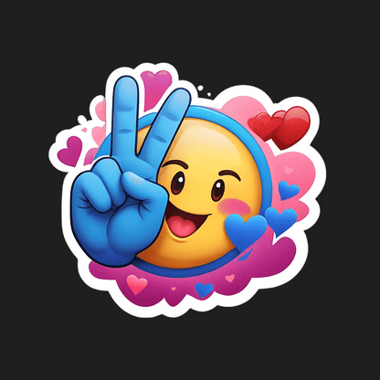 Peace Emoji Sticker - Vibrant Love & Hearts - Heat Press Transfer