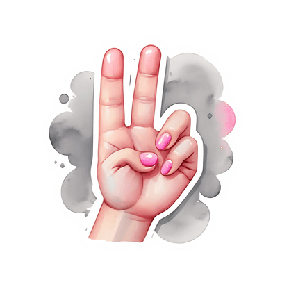 Peace Sign - Hand Gesture Sticker - Heat Press Transfer