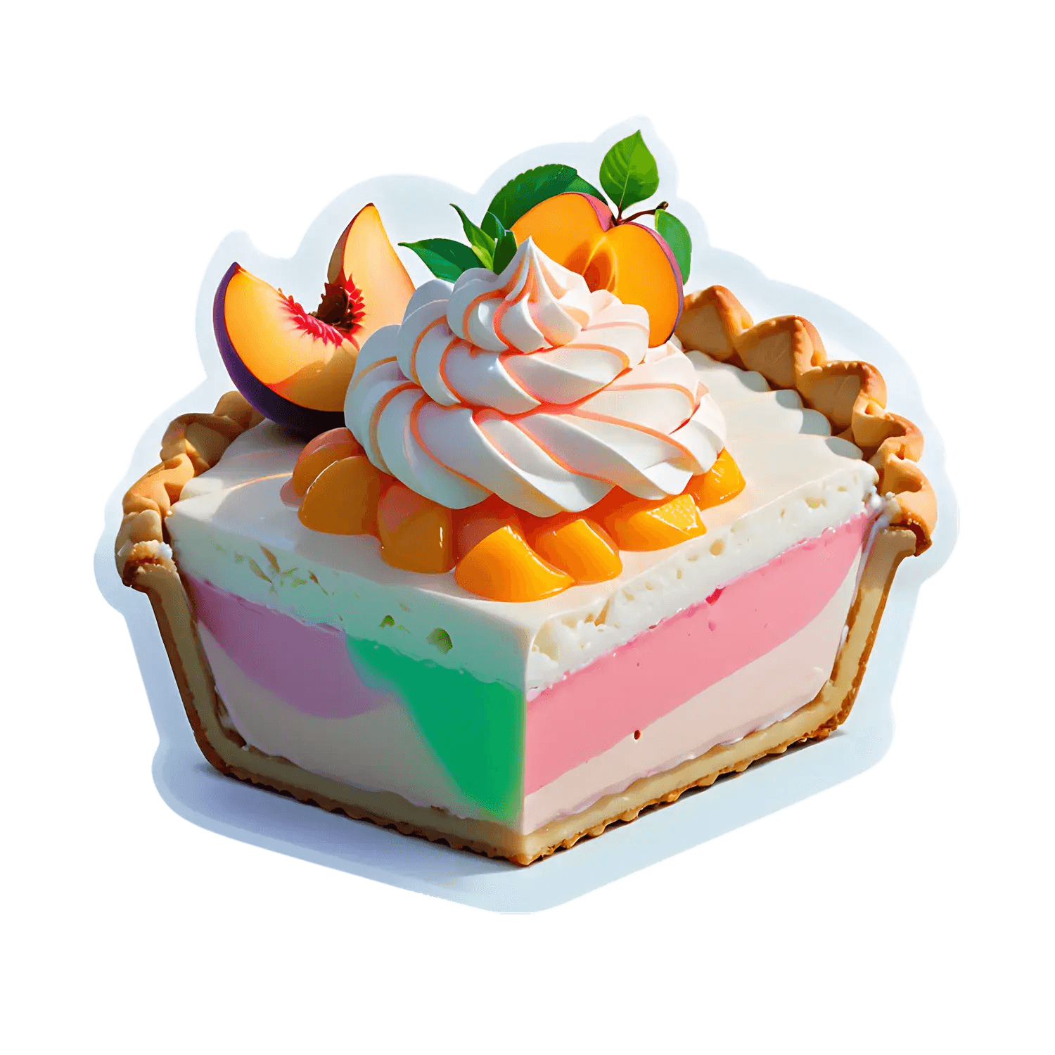 Peach Cream Cake Sticker - Vibrant & Sweet - Heat Press Transfer