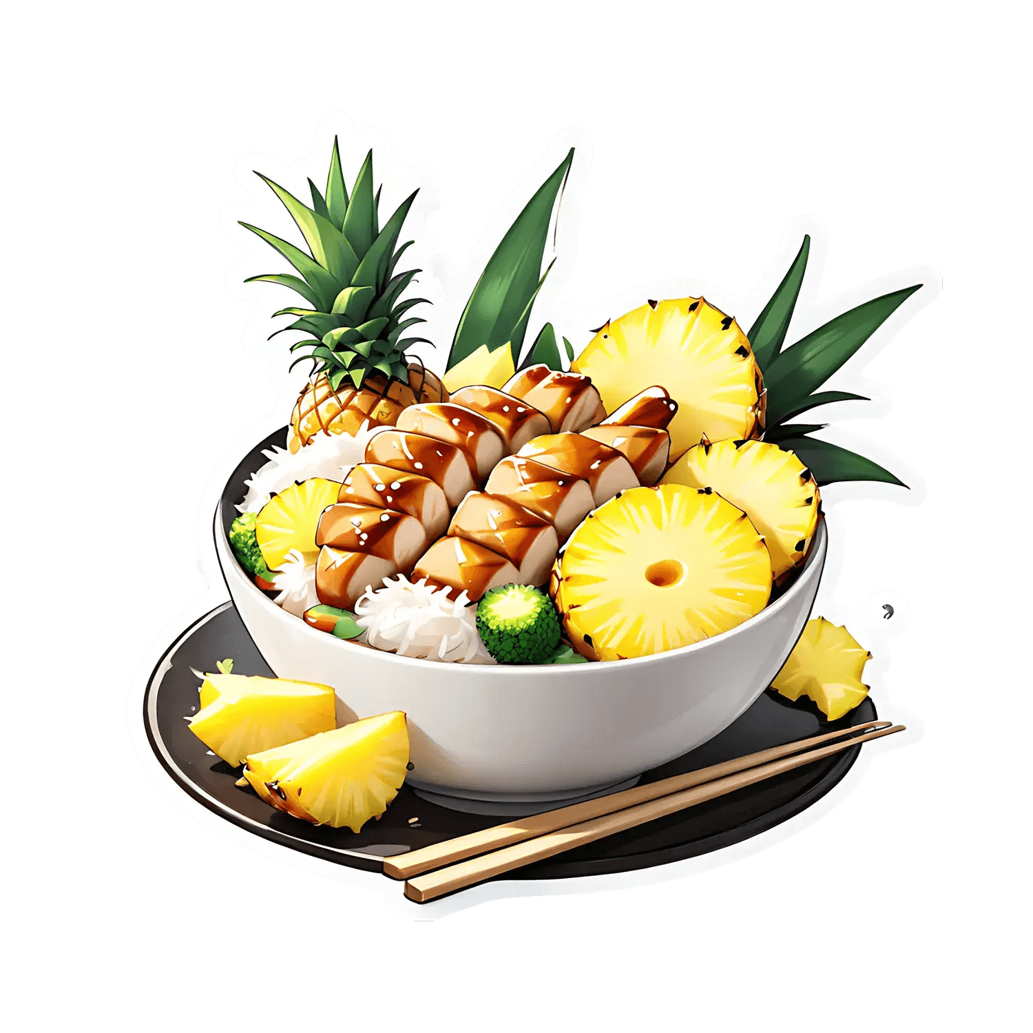 Pineapple Bowl Sticker - Tropical Decor - Heat Press Transfer
